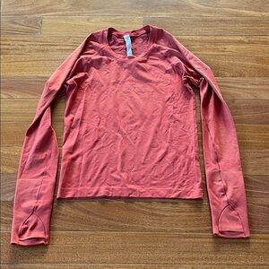lululemon athletica swiftly tech long sleeve top race length 4 coral red